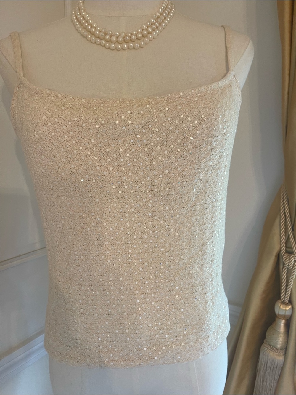 Luxury St. John Ivory Shimmer Textured Camisole